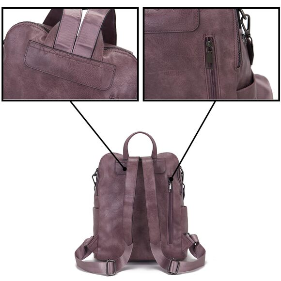 9017 Fashion PU Leather Backpack Purse Designer Travel Convertible Shoulder main image 6
